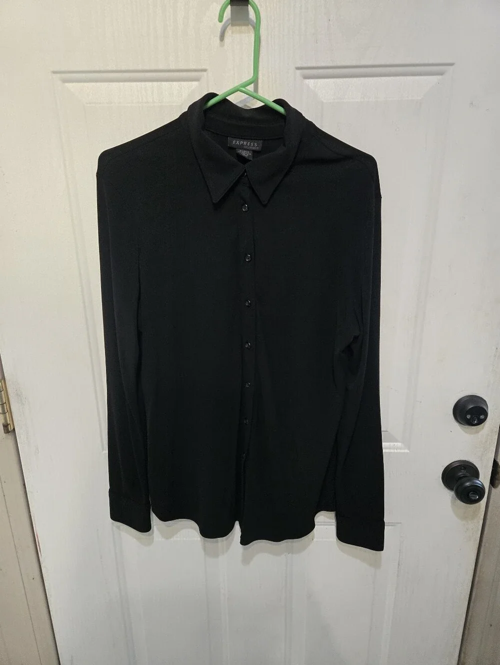 Womens Express Black Button-down Shirt - Picture 2 of 6